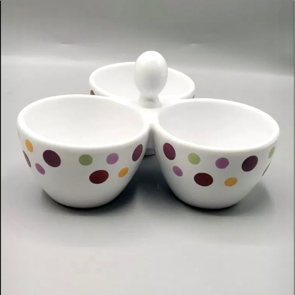 Pampered Chef Simple Additions 3 Section Server In Dots EUC
